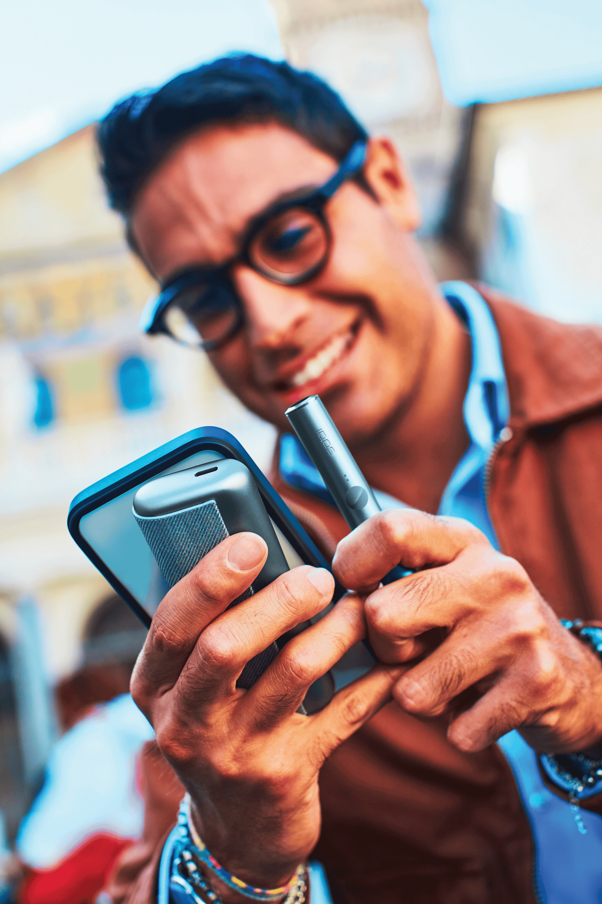 A man looking at his phone