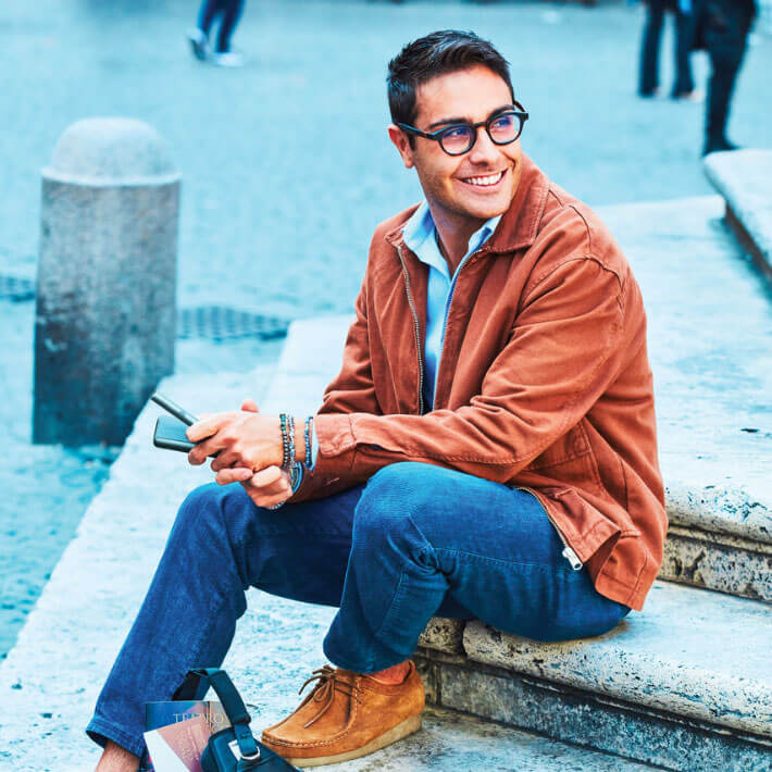 A man sitting on the stairs